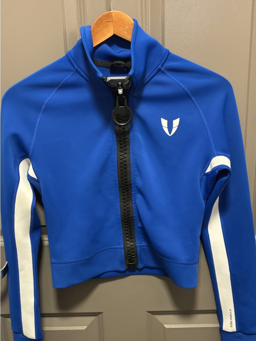 Firm Abs Women's Electric Blue Zip-Front Athletic Vest with White Stripe